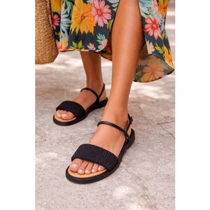 FARM Rio Black Woven Wedge Espadrille Sandals - Size 11